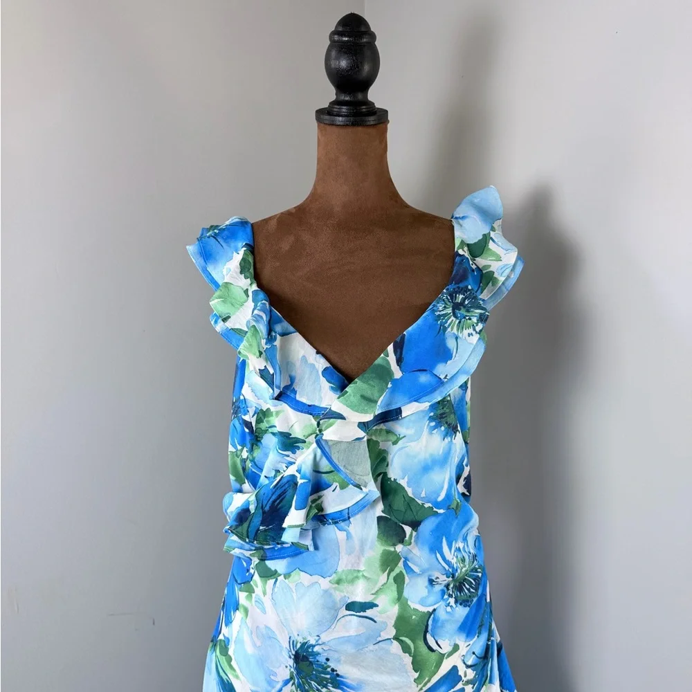 NWT Alex Marie Blue Floral High Low Dress - Picture 6 of 12